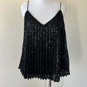 Banana Republic Black Pleated Sequin Camisole Top
